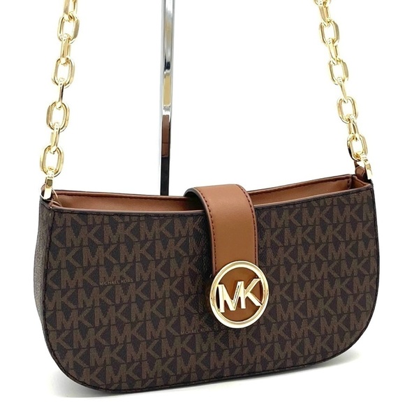 Michael Kors Carmen Small Pouchette Crossbody Bag Brown (NWT) - Picture 1 of 8